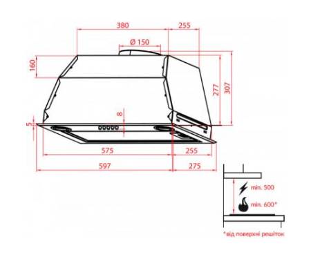 Вытяжка кухонная WEILOR PBE 6265 SS 1250 LED