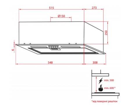 Вытяжка кухонная WEILOR PBS 52300 GLASS BG 1000 LED Strip