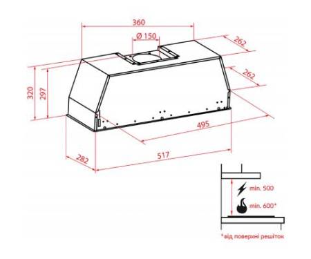 Вытяжка кухонная WEILOR PPE 5265 SS 1250 LED