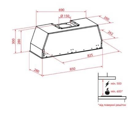 Вытяжка кухонная WEILOR PPE 8230 SS 1000 LED
