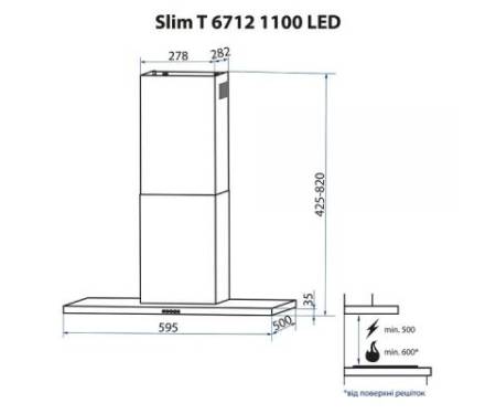 Вытяжка кухонная MINOLA Slim T 6712 BL 1100 LED