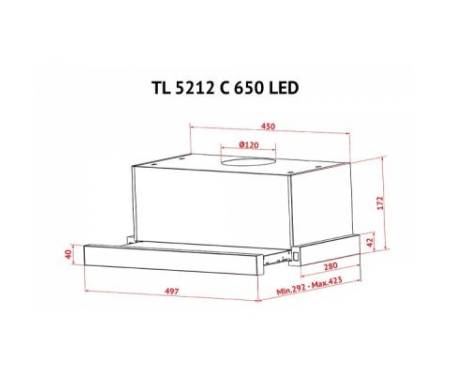 Вытяжка кухонная PERFELLI TL 5212 C S/I 650 LED