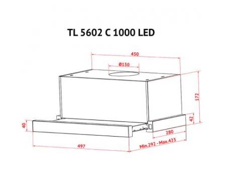 Вытяжка кухонная PERFELLI TL 5602 C S/I 1000 LED