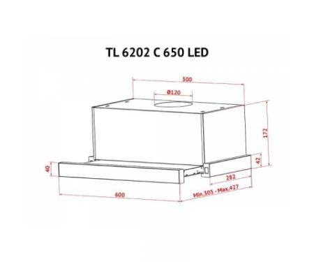 Вытяжка кухонная PERFELLI TL 6202 C S/I 650 LED