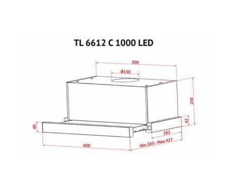 Вытяжка кухонная PERFELLI TL 6612 C S/I 1000 LED