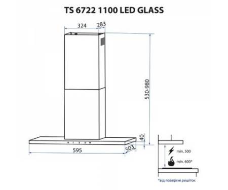 Вытяжка кухонная MINOLA TS 6722 BL 1100 LED GLASS