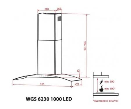 Вытяжка кухонная WEILOR WGS 6230 BL 1000 LED