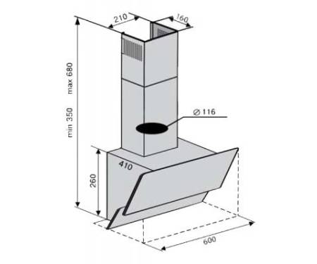 Вытяжка кухонная VENTOLUX RIMINI 60 BK (650) TRC