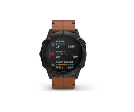 GARMIN Fenix 6X Pro Sapphire Black DLC with Chestnut Leather Band (010-02157-14/13)