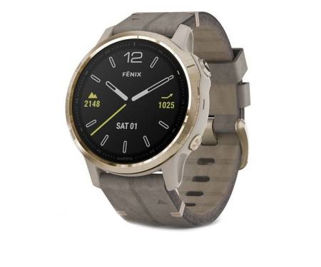 Спортивные часы Garmin Fenix 6S Pro Sapphire Light Gold with Shale Grey Leather Band (010-02159-40)
