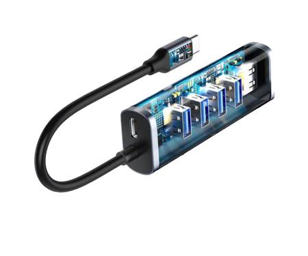 Адаптер Baseus Enjoy series Type-C to 4xUSB 3.0+PD HUB adapter Grey (CAHUB-Q0G)