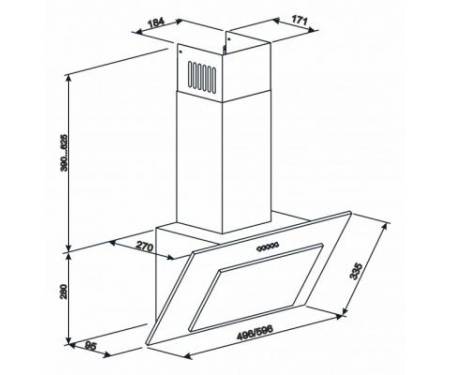 Вытяжка кухонная ELEYUS VERTICAL 1000 50 WH