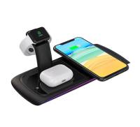 Беспроводная зарядка Wireless Qi 3 in 1 Fast Charger Charger Stand for Airpods For Apple Watch Black