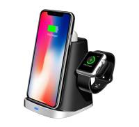 Беспроводное зарядное устройство 10 Вт 3 в 1 Qi Black
