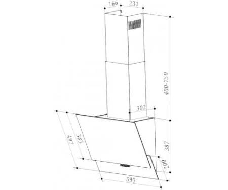Вытяжка кухонная INTERLINE ALTEA BK A 60 PB/GL/A (ALTEABKA60PB/GL/A)