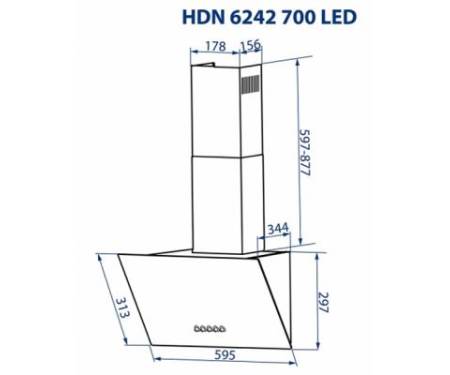Вытяжка кухонная MINOLA HDN 6242 BL 700 LED