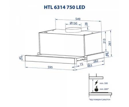 Вытяжка кухонная MINOLA HTL 6314 I 750 LED