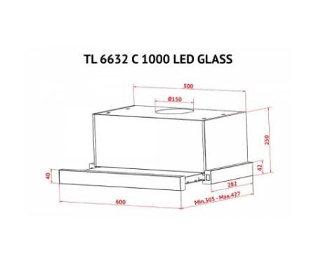 Вытяжка кухонная PERFELLI TL 6632 C WH 1000 LED GLASS