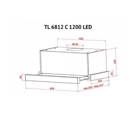 Вытяжка кухонная PERFELLI TL 6812 C WH 1200 LED
