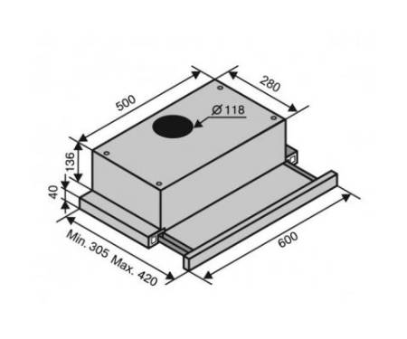 Вытяжка кухонная VENTOLUX GARDA 60 BK (750) SMD LED
