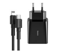 Сетевое зарядное устройство Baseus DZ-HW Speed Mini PD Single Type-C c кабелем Type-C to Lightning (PD, 18W) Black