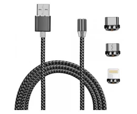 Кабель X-Cable 3in1 Magnetic, Lightning/MicroUSB/Type-C Black