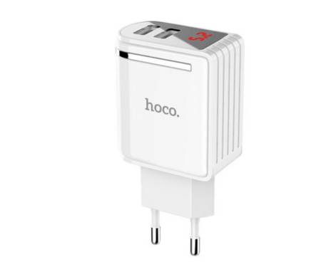 Сетевое зарядное устройство Hoco C39A Enchanting dual-port digital display charger(EU) 2USB 2.4A White
