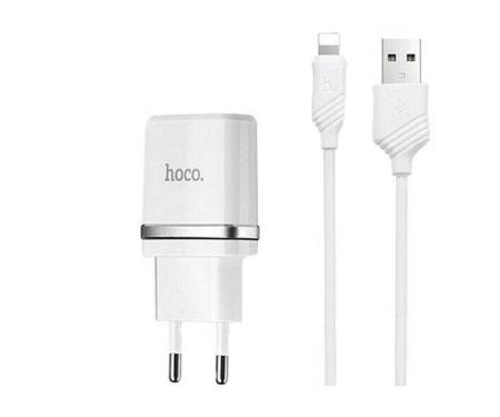 Сетевое зарядное устройство Hoco C11 Charger + Cable (Lightning) 1.0A 1USB (white)
