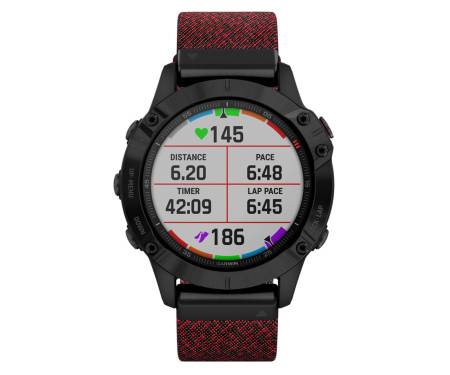 Спортивные часы Garmin Fenix 6 Sapphire Black DLC with Heathered Red Nylon Band (010-02158-16)
