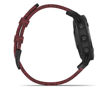 Спортивные часы Garmin Fenix 6 Sapphire Black DLC with Heathered Red Nylon Band (010-02158-16)