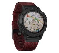 Спортивные часы Garmin Fenix 6 Sapphire Black DLC with Heathered Red Nylon Band (010-02158-16)