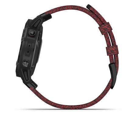Спортивные часы Garmin Fenix 6 Sapphire Black DLC with Heathered Red Nylon Band (010-02158-16)
