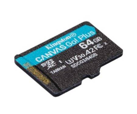 Карта памяти Kingston 64GB microSD class 10 UHS-I U3 A2 Canvas Go Plus (SDCG3/64GBSP)