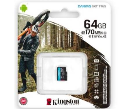 Карта памяти Kingston 64GB microSD class 10 UHS-I U3 A2 Canvas Go Plus (SDCG3/64GBSP)