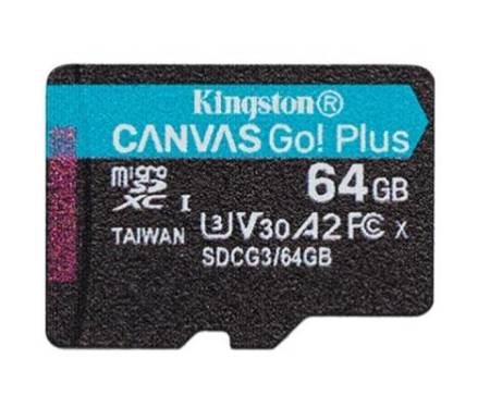Карта памяти Kingston 64GB microSD class 10 UHS-I U3 A2 Canvas Go Plus (SDCG3/64GBSP)