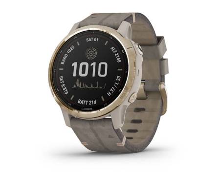 Garmin Fenix 6S Pro Solar Edition Light gold with shale grey suede band