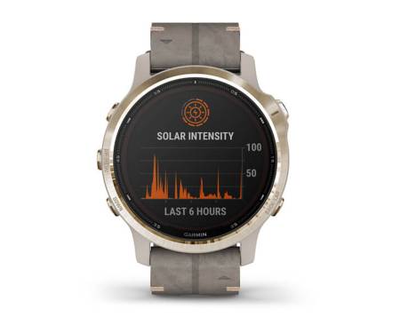 Garmin Fenix 6S Pro Solar Edition Light gold with shale grey suede band
