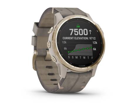 Garmin Fenix 6S Pro Solar Edition Light gold with shale grey suede band