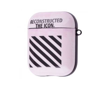 Чехол для Airpods 2 Stickers Print Case Off White Pink