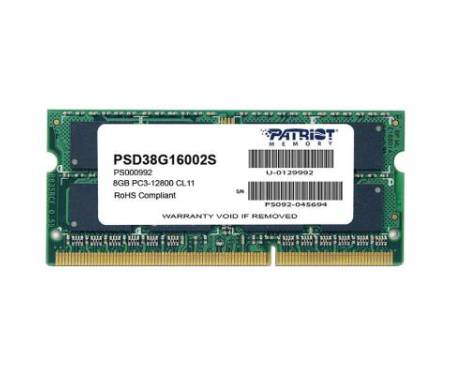 Модуль памяти для ноутбука SoDIMM DDR3 8GB 1600 MHz Patriot (PSD38G16002S)