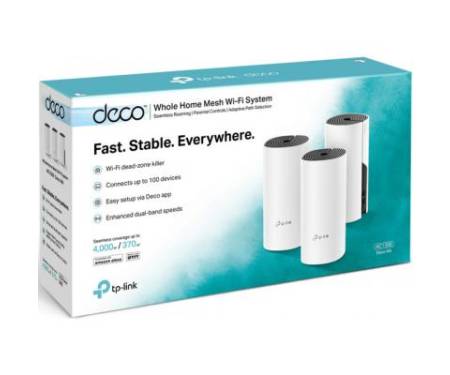 Точка доступа Wi-Fi TP-Link DECO E4 3 pcs AC1200, 2xFE LAN/WAN, MESH, MU-MIMO, Beamformi (DECO-E4-3-PACK)