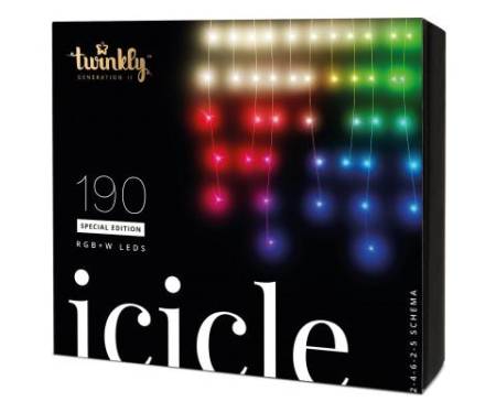 Гирлянда Twinkly Smart LED Icicle RGBW 190, BT + WiFi, Gen II, IP44 кабель пр (TWI190SPP-TEU)