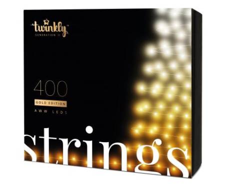 Гирлянда Twinkly Smart LED Strings AWW 400, BT + WiFi, Gen II, IP44, кабель ч (TWS400GOP-BEU)