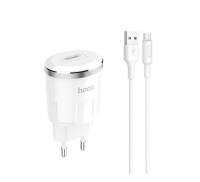 Сетевое зарядное устройство Hoco C37A Thunder power single port charger set with Micro cable(EU) 1USB 2.4A White