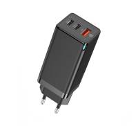 Сетевое зарядное устройство aseus GaN Quick Travel Charger C+C+A EU, Black (CCGAN-B01)