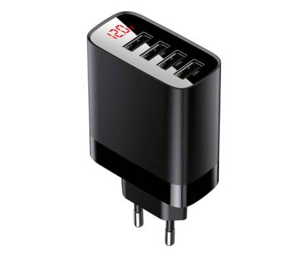 Сетевое зарядное устройство Baseus Mirror Lake Digital Display Travel Charger 30W 4USB Black (CCJMHB-B01)