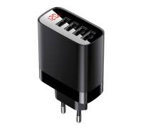 Сетевое зарядное устройство Baseus Mirror Lake Digital Display Travel Charger 30W 4USB Black (CCJMHB-B01)