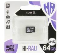 Карта памяти Hi-Rali 64GB microSD class10 UHS-I U3 (HI-64GBSDU3CL10-00)