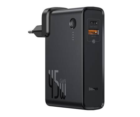 Сетевое зарядное устройство 2 в 1 Baseus Power Station QC 1USB 3A Type-C + Power Bank 10000mAh Black (PPNLD-C01)