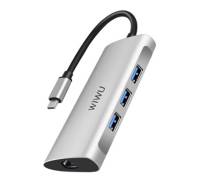 Адаптер Wiwu 631STR Type C 3*USB, Type c, RJ45, SD, micro SD Gray